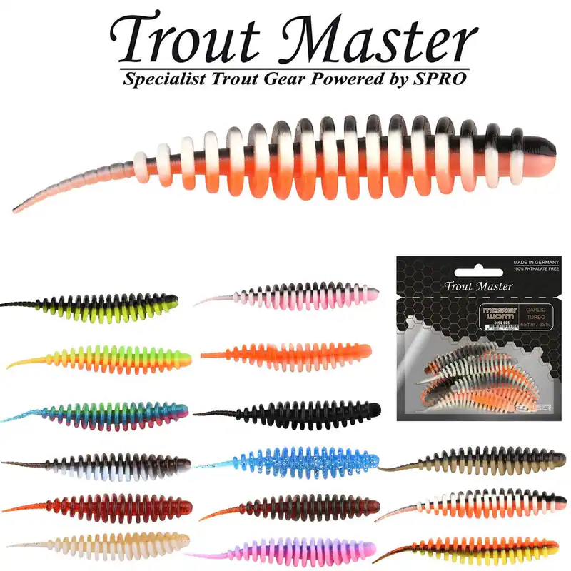 Spro Trout Master Worm 65mm | Alle Farben | 8x Forellen Gummi Köder Garlic Aroma