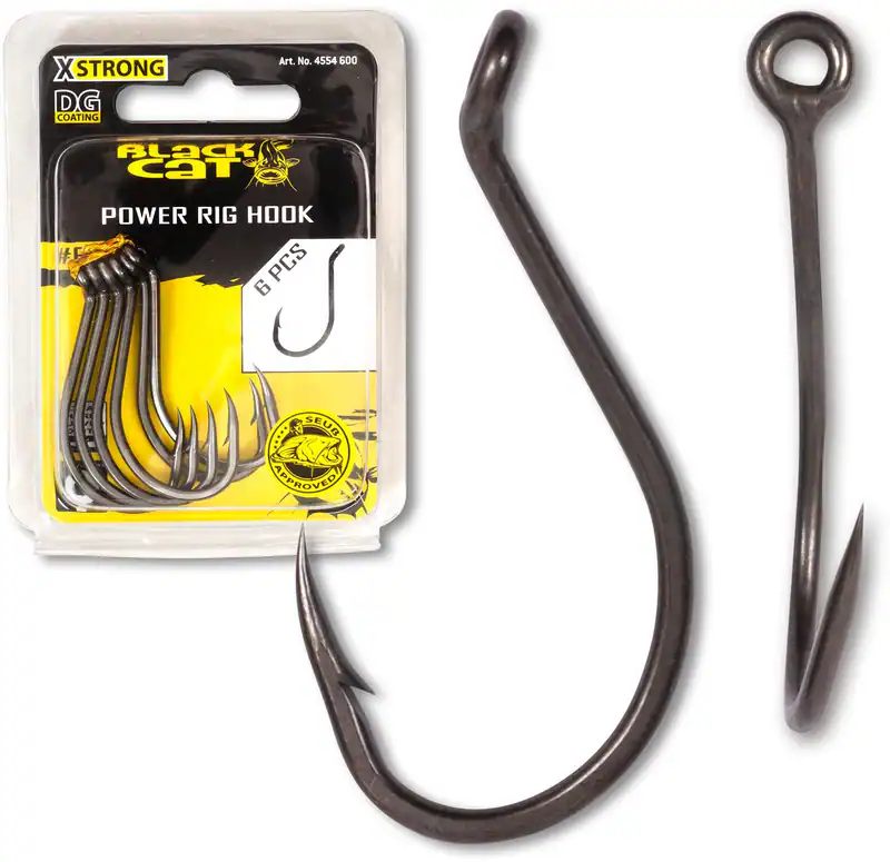 Black Cat Power Rig Hook DG Coating Wels Waller Haken Angel Einzelhaken 6 Stück