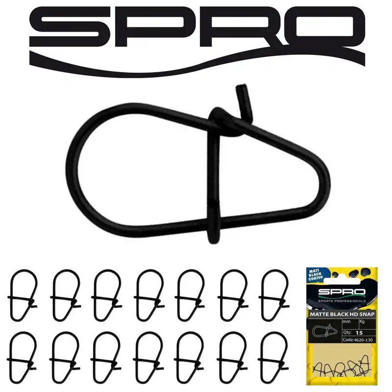 Spro Matt Black HD Snap | 15 Stück | Karabiner Verbinder Matte Snaps schwarz OVP