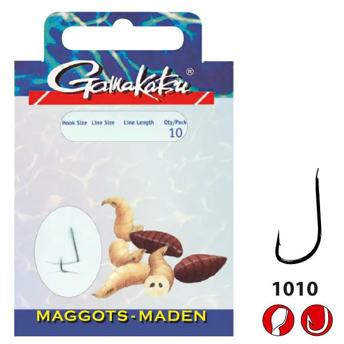 Gamakatsu Booklet Maggots 1010B | 60cm Vorfach gebundene Haken Made Weißfisch