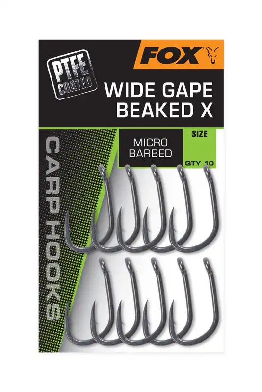Fox Carp Hooks PTFE - Wide Gape Beaked X Karpfen Haken 10 Stk Angeln Rig