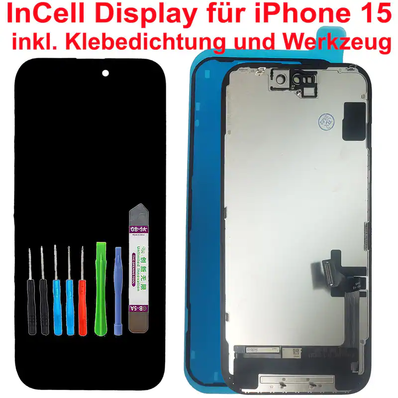 Display für iPhone 15 LCD InCell Bildschirm SCHWARZ Black + Klebepad + TOOL