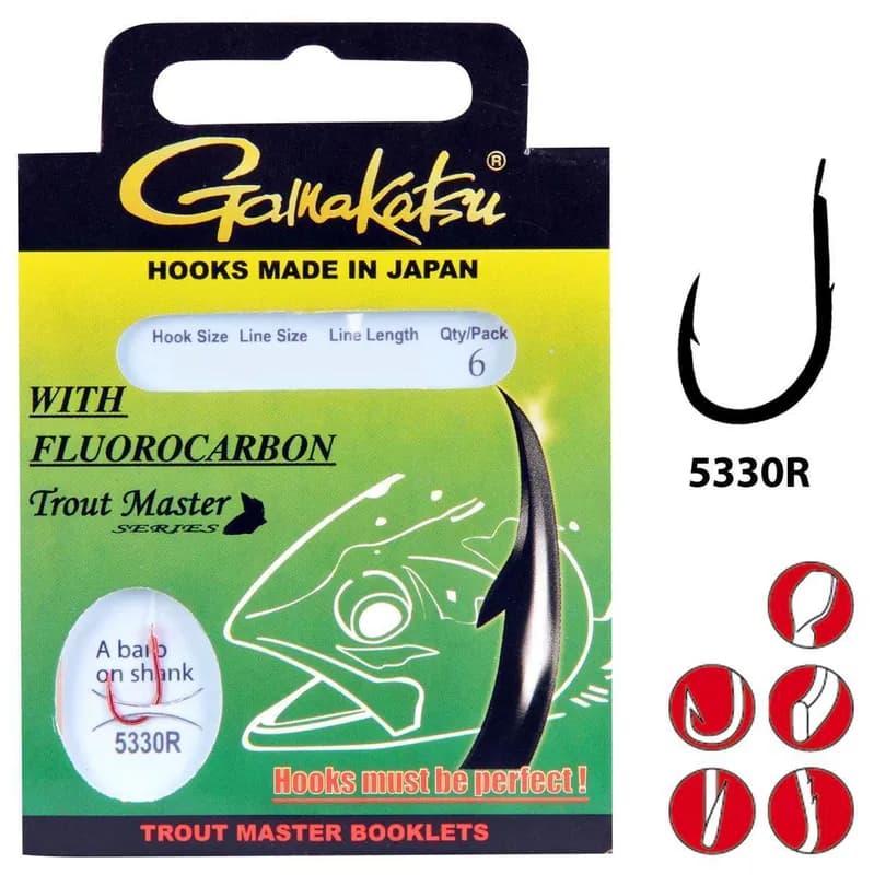 Gamakatsu Booklet Trout Master 5330R FC | 60cm Vorfach gebundene Haken Forelle