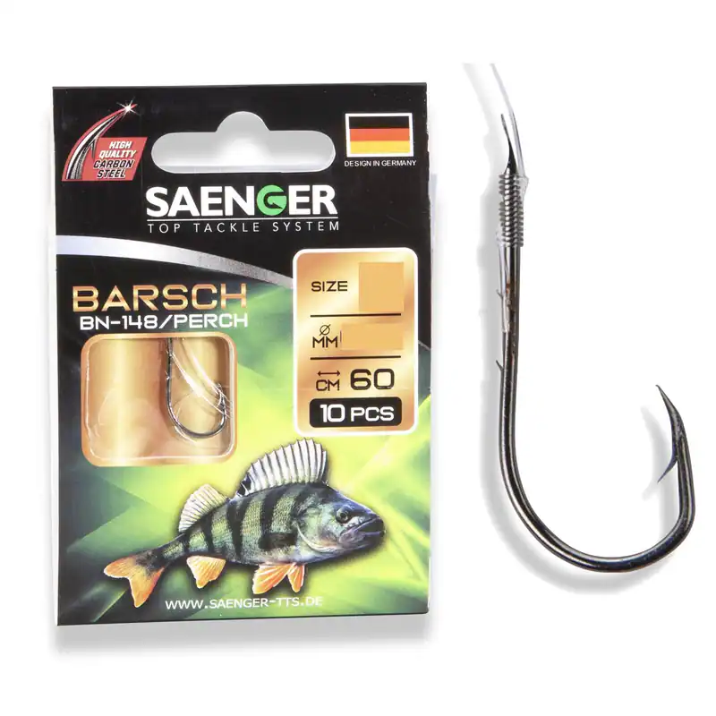 Saenger Barsch BN-148 Vorfachhaken 60cm gebundene Zielfisch Haken mit Vorfach