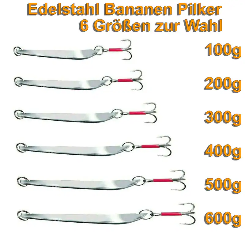 Dreikant Edelstahl Bananen Norwegen Pilker 100-600g Norwegenpilker für Heilbutt