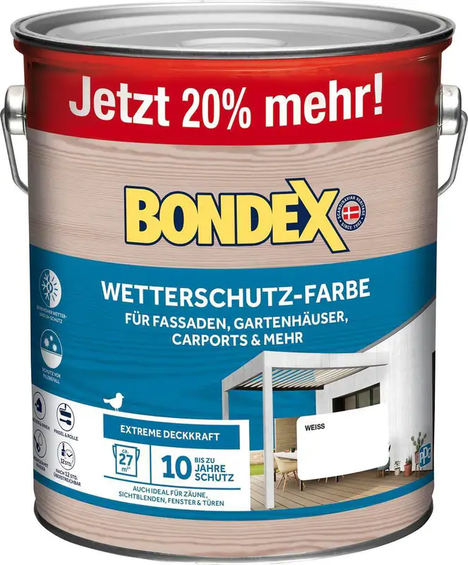 BONDEX Wetterschutz-Farbe, witterungsbeständig, mehrere Farben und Grössen