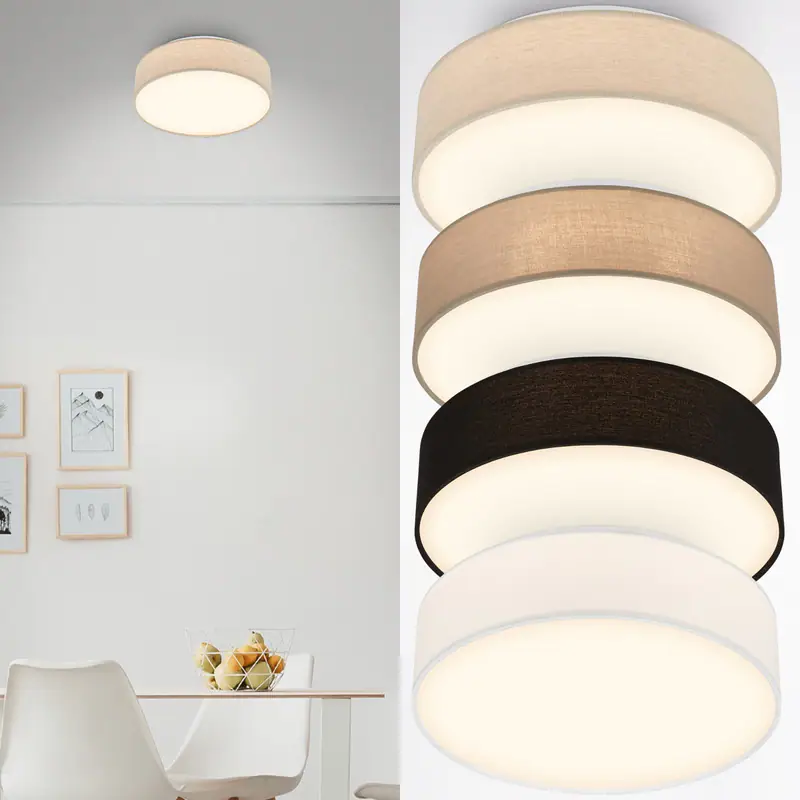 LED Deckenlampe Deckenleuchte Wohnzimmer Schlafzimmer Stoffschirm Flur