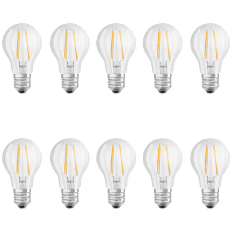 Osram 10er Pack LED BASE CLASSIC A 60 7W = 60W E27 Filament LED Birne Warmweiß