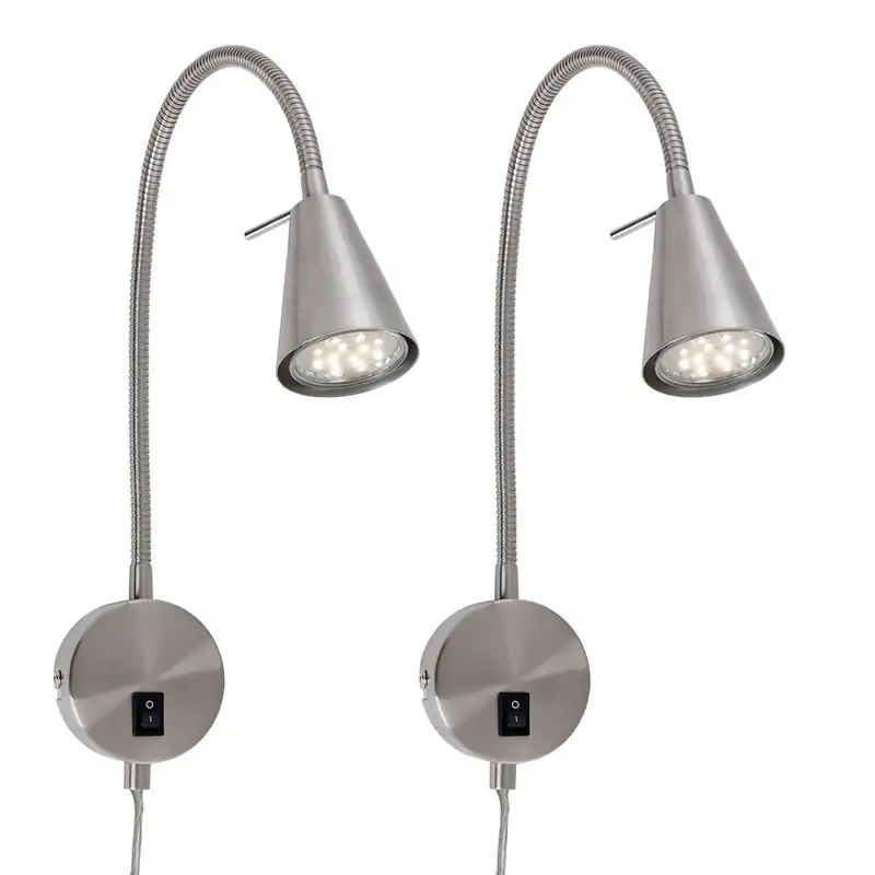 LED Bettleuchte Wandleuchte Leseleuchte 2er Set Warmweiß Flexarm mit Schalter