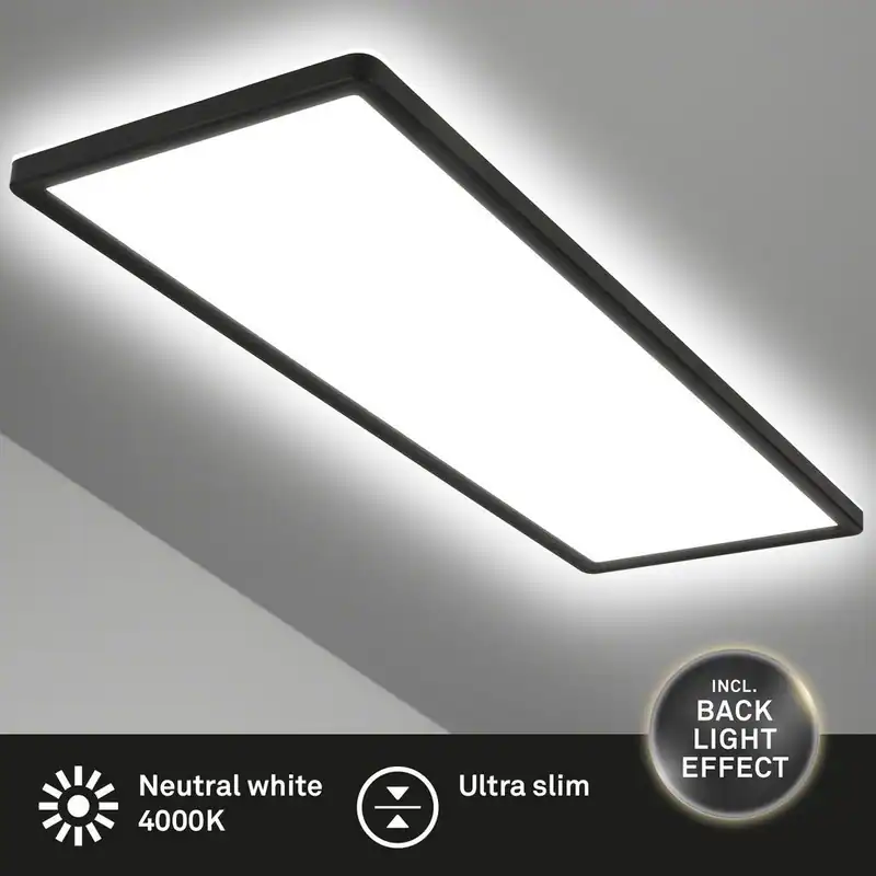 LED Deckenleuchte Ultraflach Panel Lampe 4000K Backlight 58cm Flur Küche Schwarz