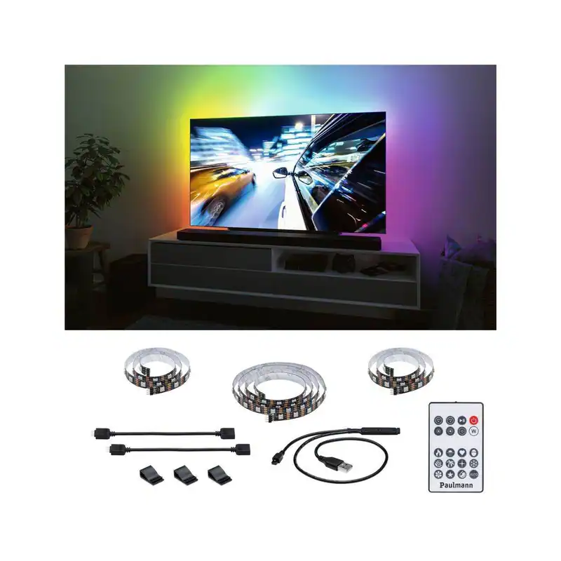 Paulmann EntertainLED USB LED Strip TV-Beleuchtung 55 65 75 Zoll RGB Rainbow