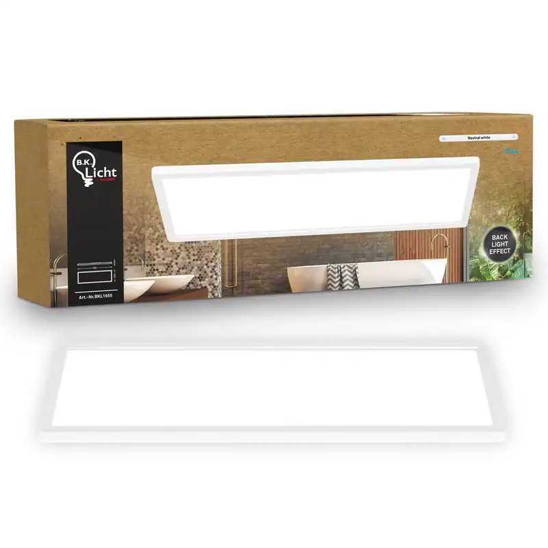 LED Deckenlampe Panel Bad Deckenleuchte Flach Indirektes Licht IP44 58x20cm Weiß