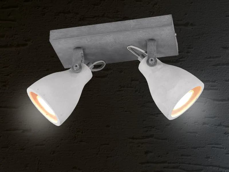 Retro Deckenstrahler Lampenschirm Beton 2 Spots schwenkbar GU10 -Wohnraumleuchte