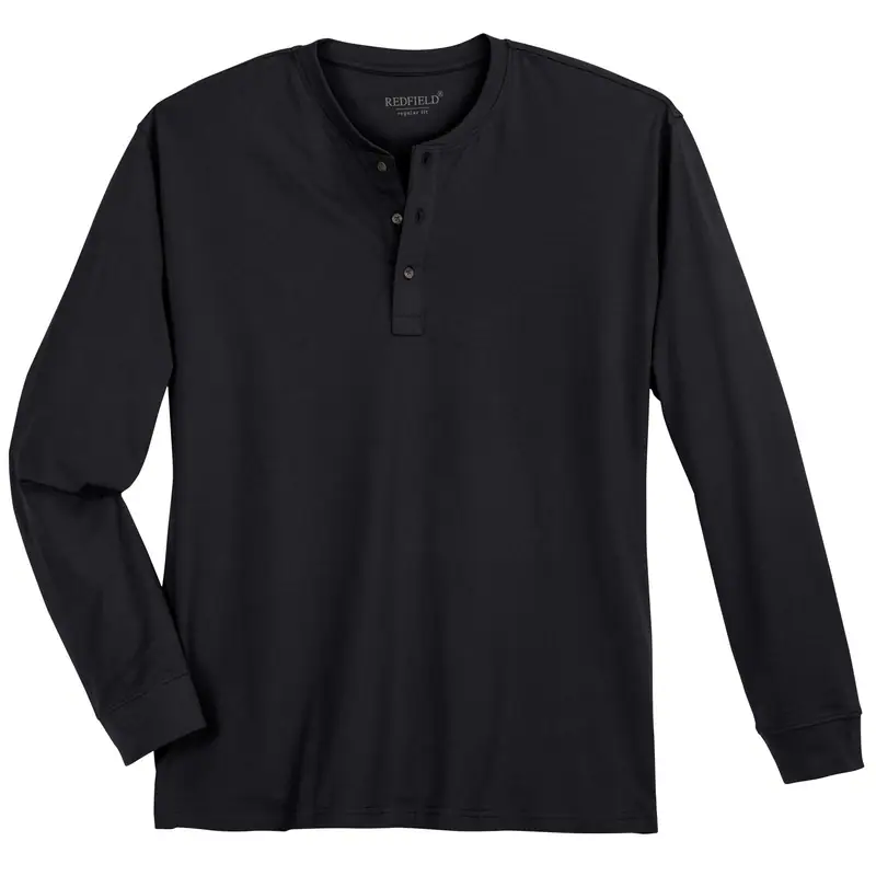 Redfield Langarmshirt mit Knopfleiste schwarz 3XL 4XL 5XL 6XL 7XL 8XL 10XL NEU