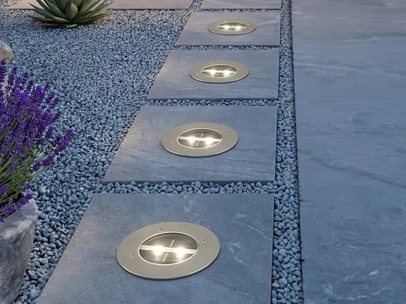 4x Ranex LED-Bodeneinbaustrahler Solarzelle integriert, Dämmerung, Orientierung