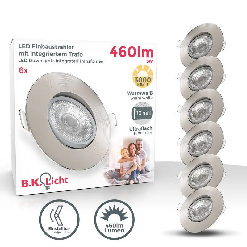 6er SET LED Einbaustrahler flach 230V 5W Deckenspots schwenkbar Einbauleuchten