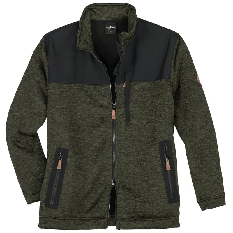 Blue Wave Übergrößen Strick-Fleecejacke oliv melange