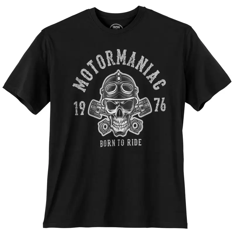 Iron Stitch Übergrößen T-Shirt schwarz Motormaniac 3XL 4XL 5XL 6XL 7XL 8XL 10XL