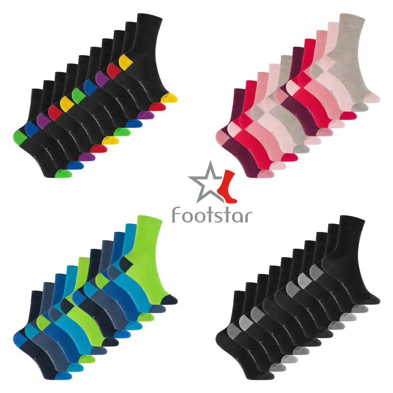 10 Paar Kinder Socken aus Baumwolle mit abgesetzter Ferse und Spitze