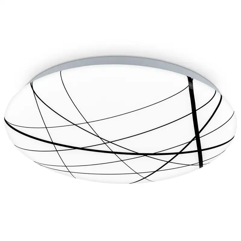 LED Deckenleuchte 12W Lampe Neutralweißes Licht Linien Design Weiß-Schwarz 28cm