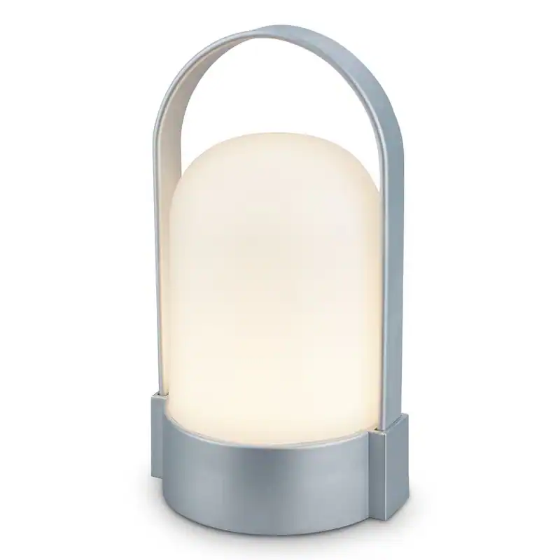 LED Tischlampe Campingleuchte IP44 Dimmbar Akku Lampe Wasserfest 15,5cm Chrom