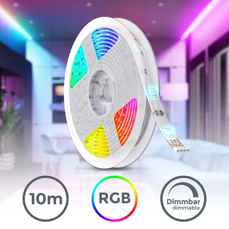 10m LED Band Stripe RGB Streifen Lichtleiste 230V warmweiß Fernbedienung dimmbar