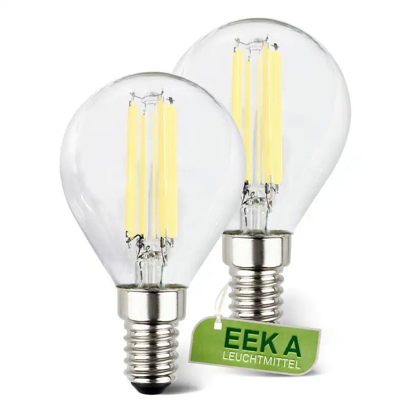 2 x LED Leuchtmittel E14 EEK A Lampe 2,5W Tropfen Warmweiß Effizienzklasse A