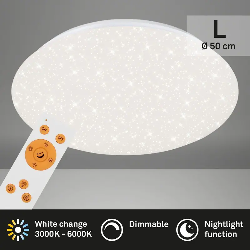 LED Deckenleuchte 49,5cm Sternenhimmel Lampe Dimmbar CCT 40W Kunststoff Weiß