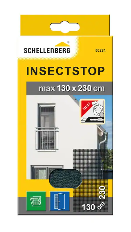 Schellenberg Insektenschutz Fliegengitter, 130 x 230 cm, für bodentiefe Fenster