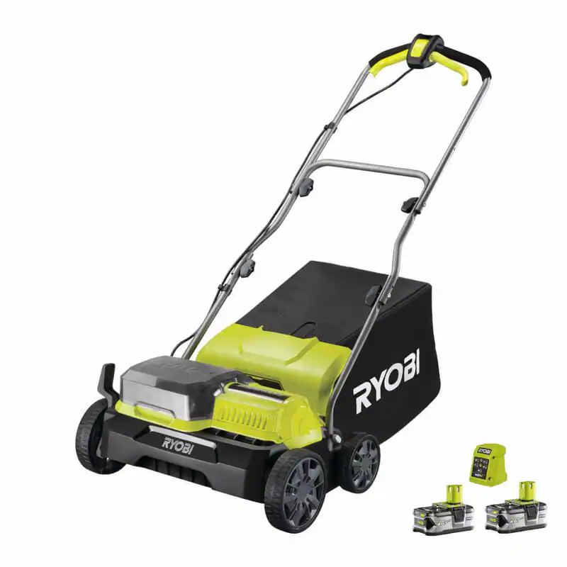 RYOBI Rasenlüfter Vertikutierer mit 2 x 4,0Ah Akkus & Ladegerät ONE+ 18V