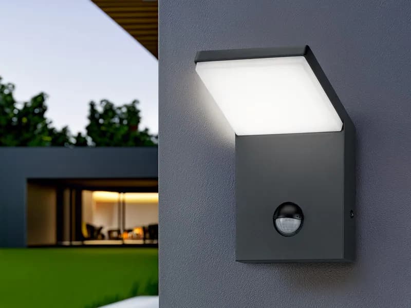LED Außenwandleuchte Anthrazit mit Bewegungsmelder, Hausbeleuchtung für Haustür
