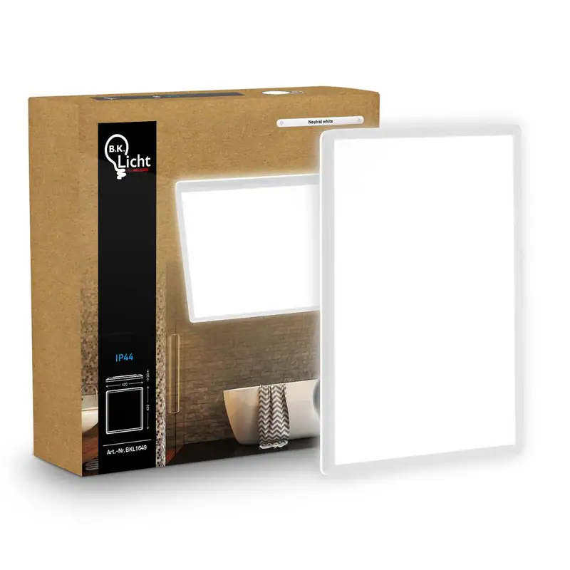 Deckenleuchte Bad LED Deckenlampe Panel Flach IP44 Neutralweiß Indirekt 42x42cm