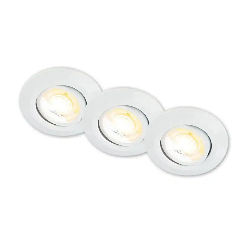 3er Set LED Einbaustrahler Schwenkbar Spots 230V Ra90 CTS Schalter 9cm Weiß