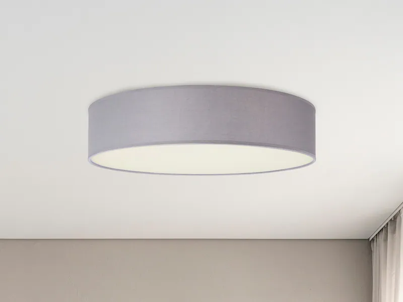 Wand/Deckenlampe Rund Ø40cm Stoffschirm grau, Küchen Esszimmer Beleuchtung