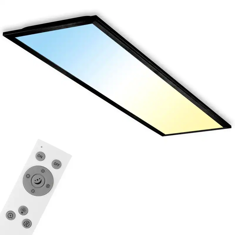 Moderne LED Deckenleuchte Panel 100cm Dimmbar Fernbedienung CCT 24W Schwarz