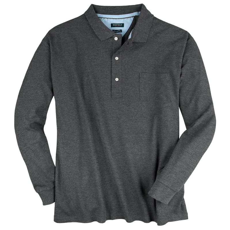 Redfield Piqué Polo-Langarmshirt anthrazit Übergröße 3XL 4XL 5XL 6XL 7XL 8XL Neu