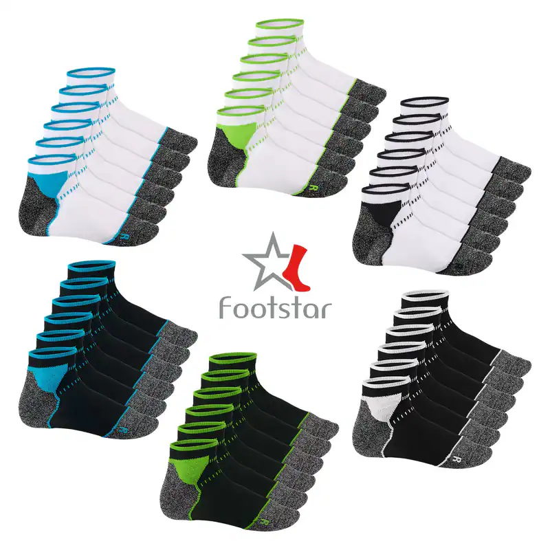 Footstar Damen & Herren Funktions Sport Socken (6 Paar) Gepolsterte Laufsocken