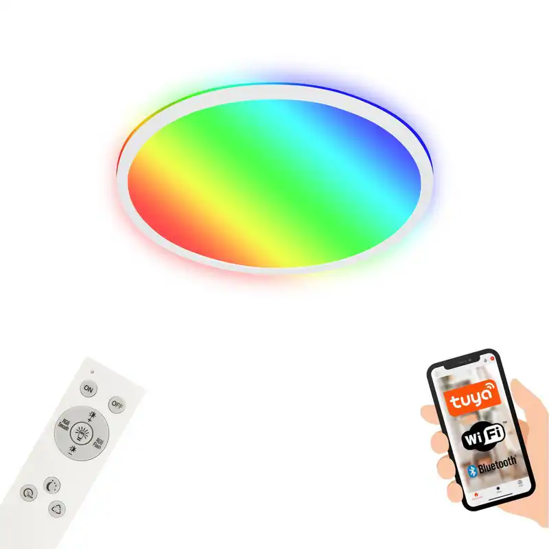 LED Deckenleuchte 42cm Rund Lampe Smart RGB Bluetooth WiFi Timer Alexa Weiß 22W
