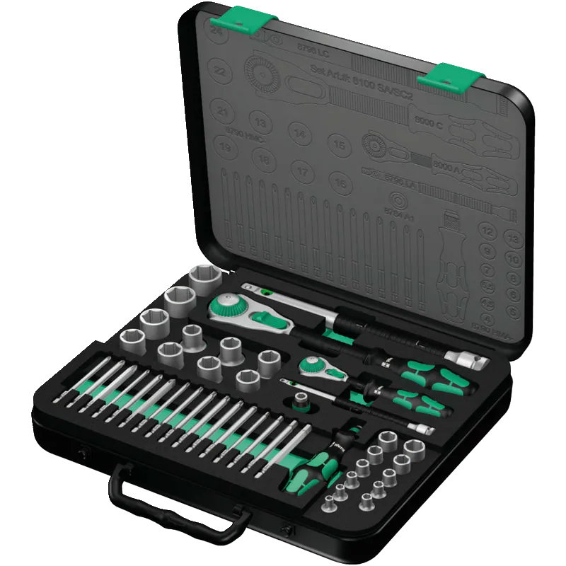 Wera 8100 SA/SC 2 Zyklop Steckschlüsselsatz 43 tlg. 1/4 und 1/2 Zoll