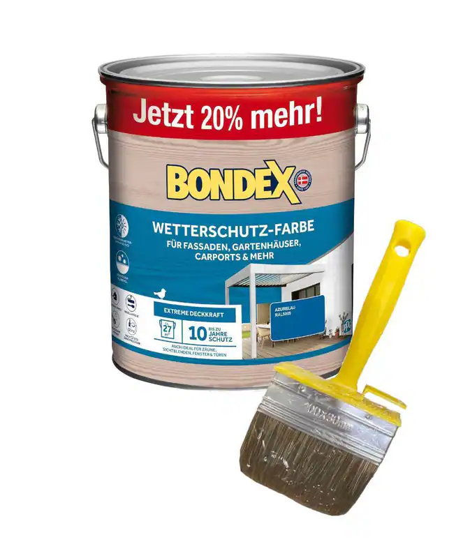 Bondex Wetterschutz-Farbe 3 L + 1 Extra Pinsel