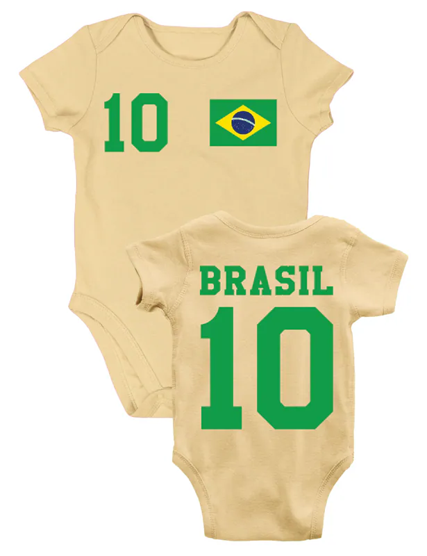 Youth Designz Baby Strampler Brasilien mit WUNSCHNAME + NUMMER Trikot Brasil WM
