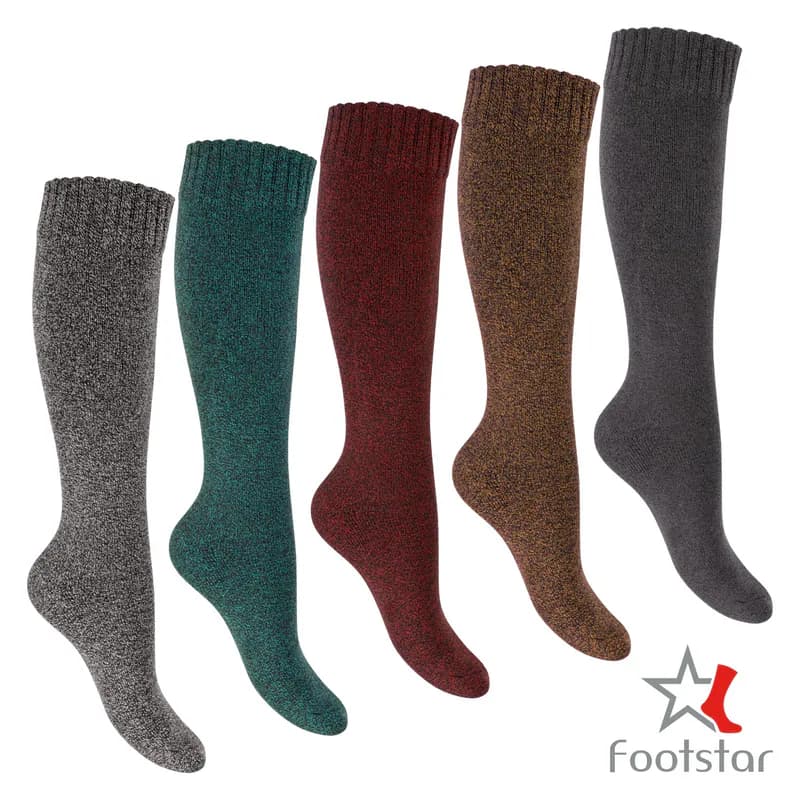 Damen Frottee Kniestrümpfe (2 & 4 Paar) Warme Baumwollsocken mit Thermo-Effekt