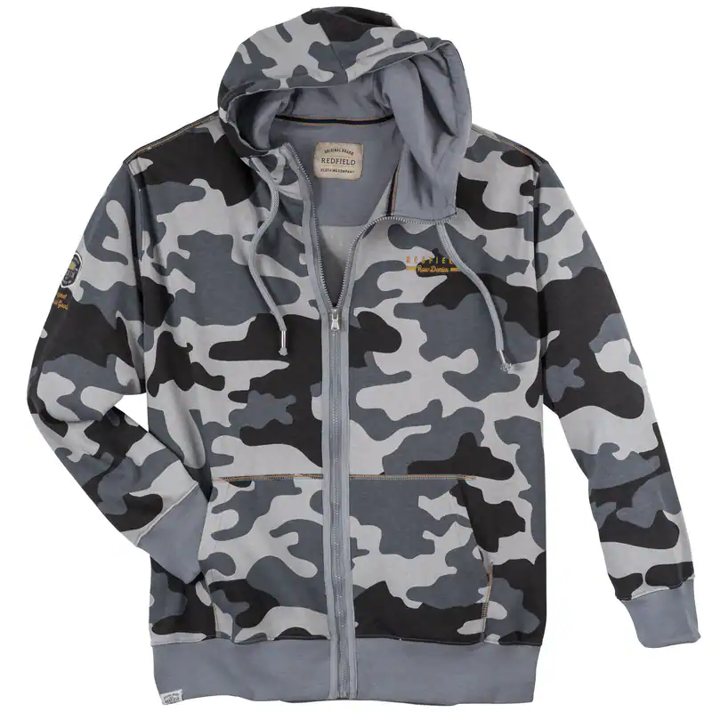 Redfield Sweatjacke Übergröße grau Camouflagemuster