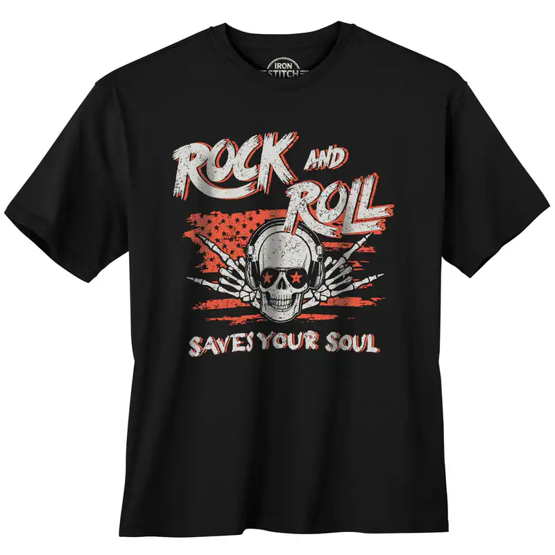 Iron Stitch Übergrößen T-Shirt schwarz Rock Skull 3XL 4XL 5XL 6XL 7XL 8XL 10XL