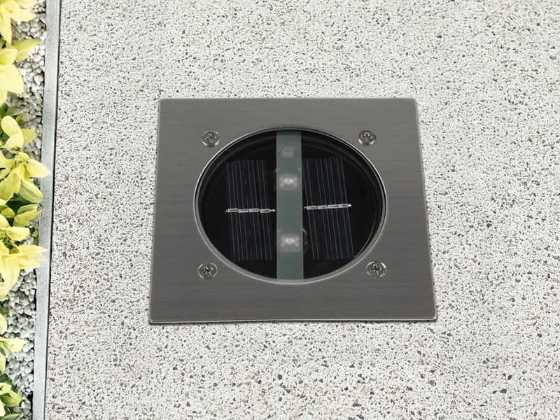 Solar LED-Bodeneinbaustrahler 4-eckig, Edelstahl, Glas, Carlo, IP67