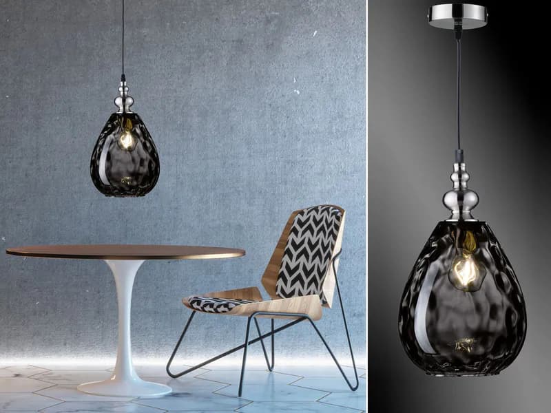 Kleine LED Pendelleuchte Rauchglas Lampenschirm über Esstisch hängend Esszimmer