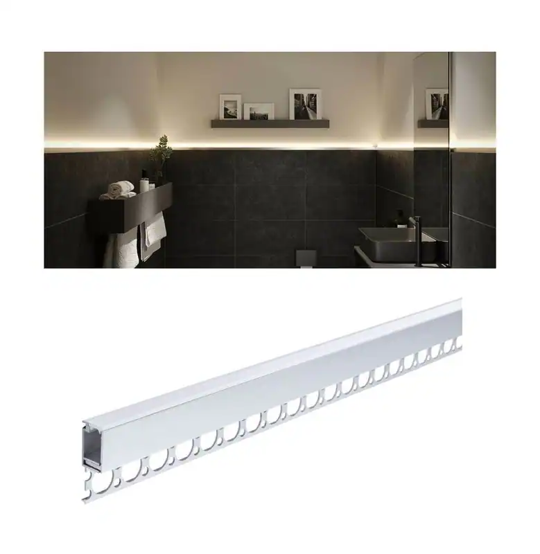 Paulmann LumiTiles LED Strip Einbauprofil, 1 oder 2 m, Satin, Indirektes Licht