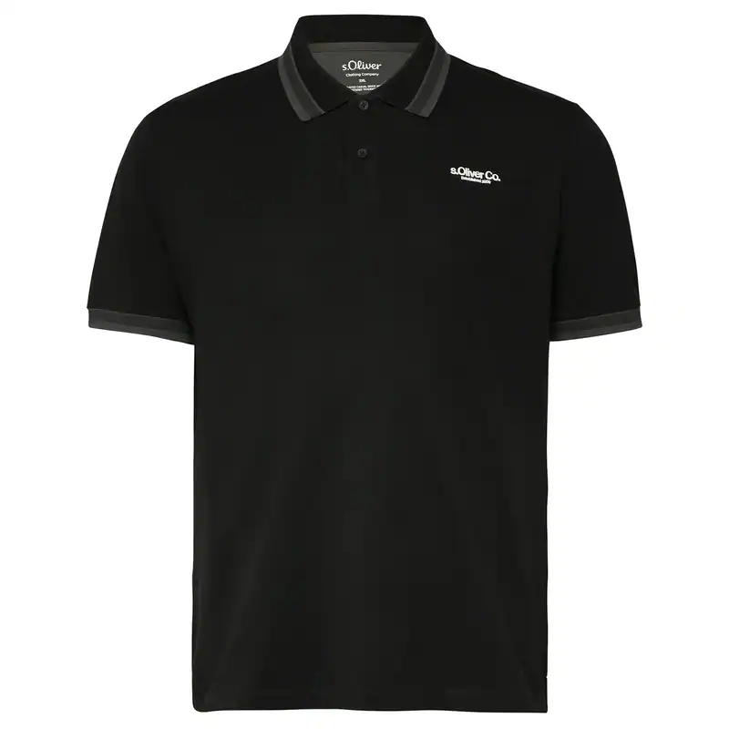 s.Oliver Übergrößen Stretch-Poloshirt schwarz