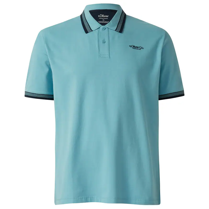 s.Oliver Übergrößen Stretch-Poloshirt hellblau