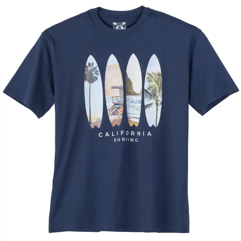 Calm Beach Übergrößen T-Shirt denimblau Fotoprint 3XL 4XL 5XL 6XL 7XL 8XL 10XL